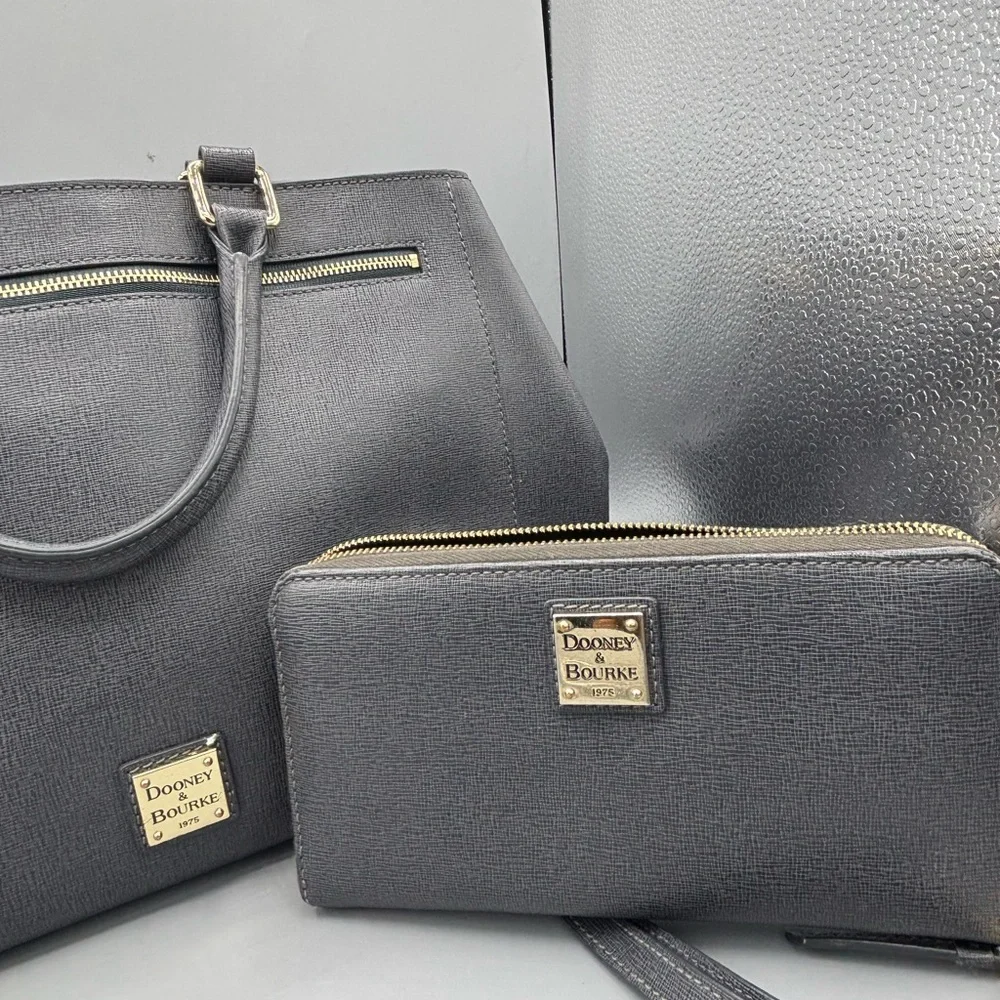 Dooney & Bourke Saffiano Zip Satchel and Wallet Set